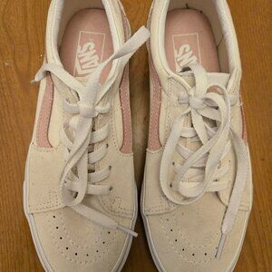 Vans Womens 8 Off-White and Pink